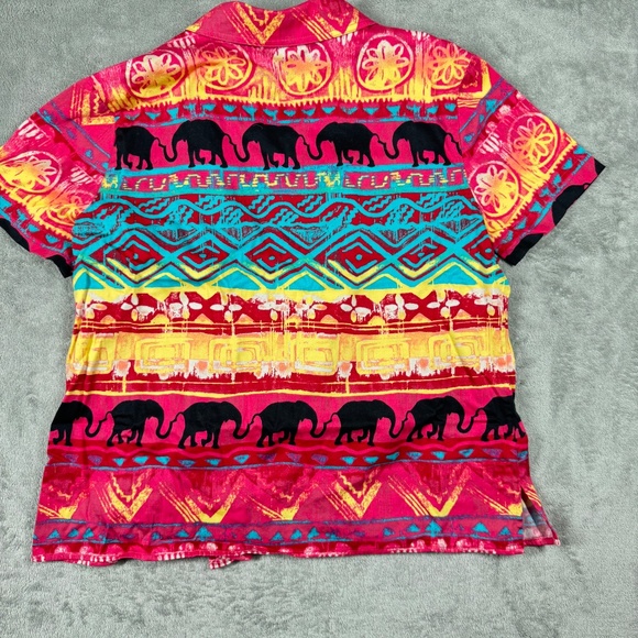 Chico’s Elephant Print Button Shirt Women’s Size 2 (XL) Tribal Boho Top - Picture 2 of 9